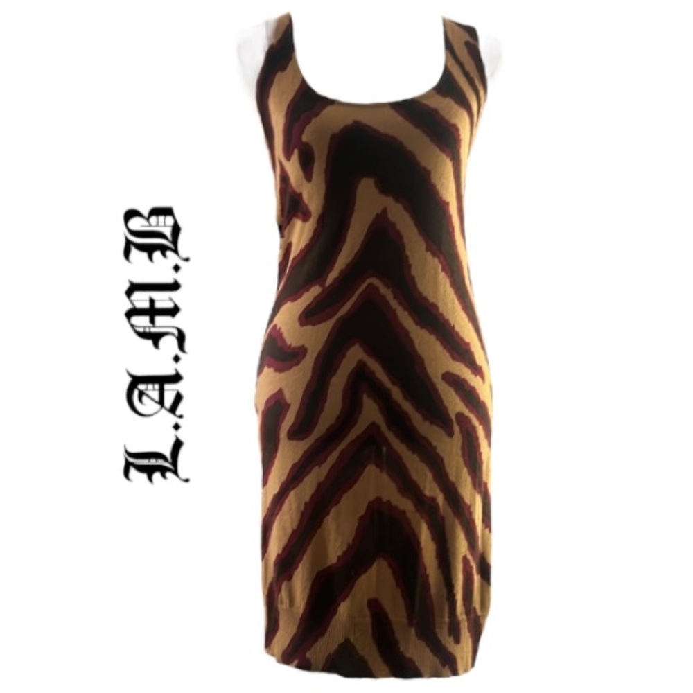 Rare L.A.M.B Tiger Stripes 2007 Wool Dress